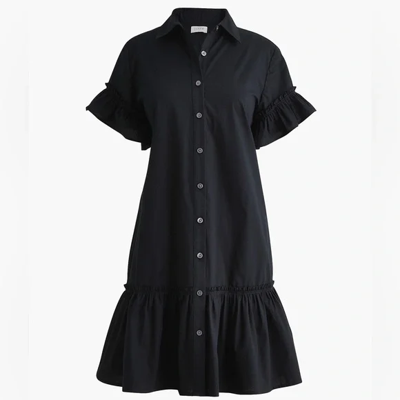 J Crew Factory Ruffle-sleeve mini shirt-dress - Picture 3 of 4